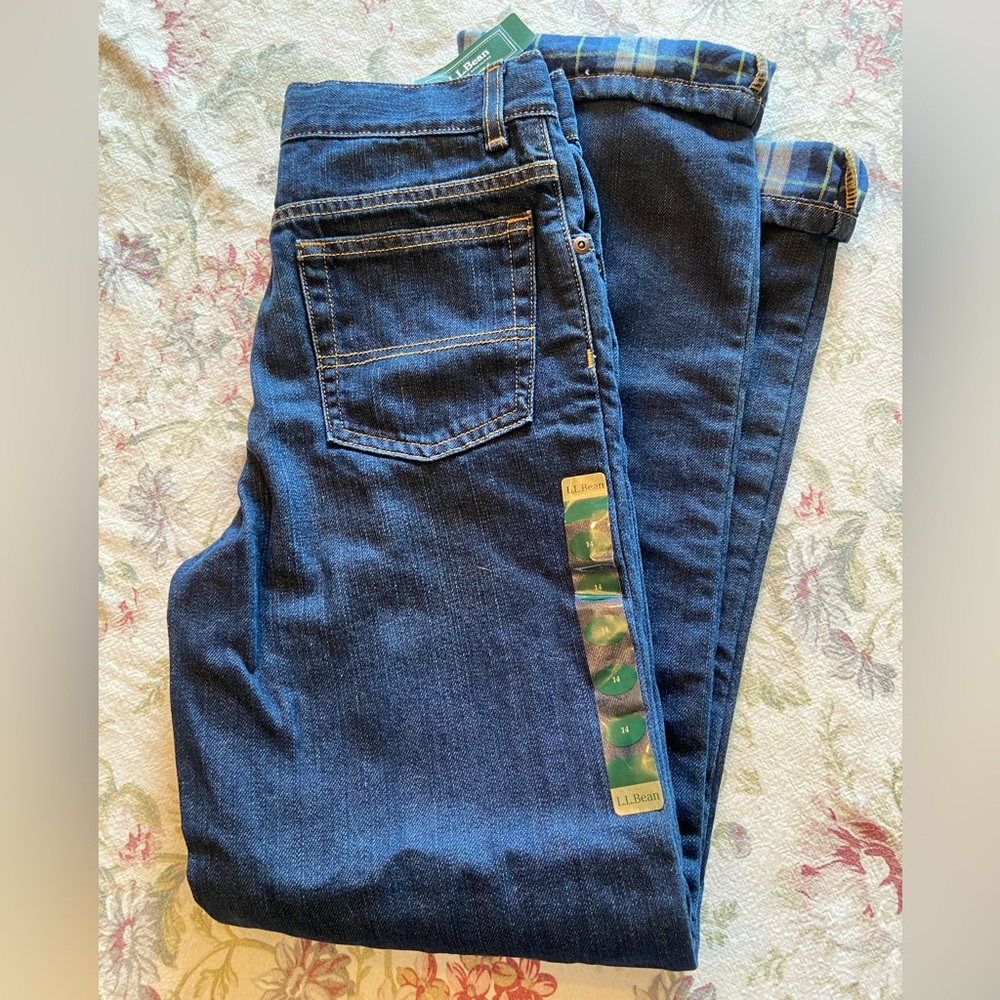 LL Bean flannel-lined boys jeans sz 14 - NWT!